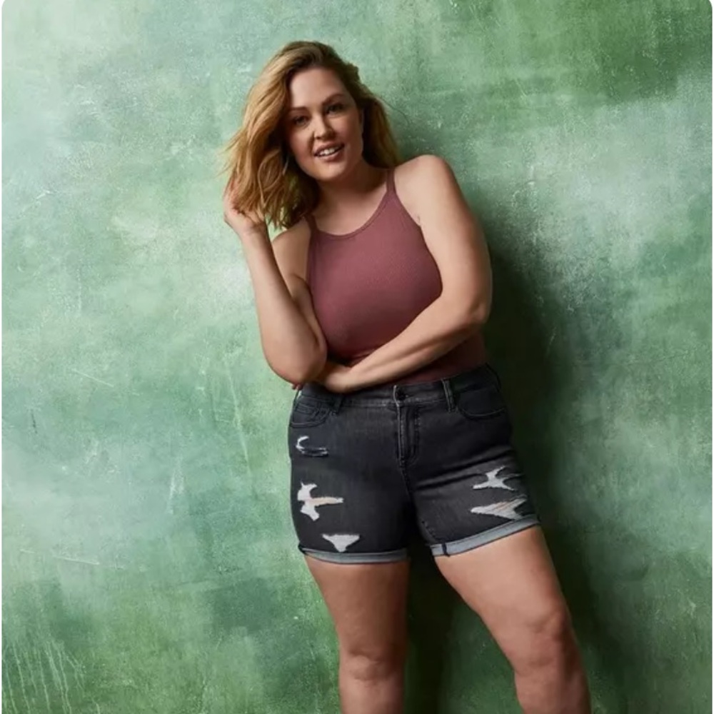 torrid Black Distressed Denim Jean Shorts